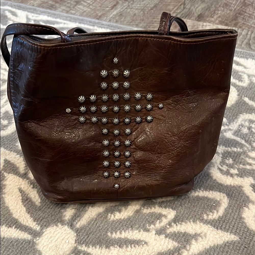 Leather Force Ten West studded handbag purse